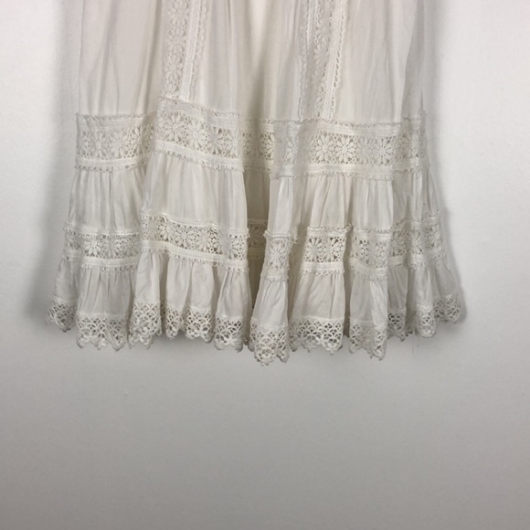 Vintage white short puff sleeve crochet lace square neck mini dress 8 - Picture 3 of 9